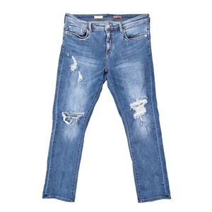 PILCRO Anthropologie Jean Women 30 34x28 Slim Boyfriend Crop Distres Medium Wash